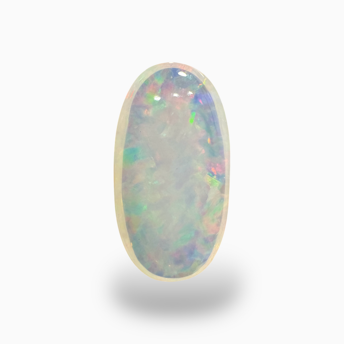 Natural White Ethiopian Opal Stone 19.5 Carats Oval Cabochon Shape 29X15mm