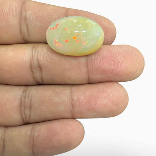 Natural White Ethiopian Opal Stone 20.35 Carats Oval Cabochon Shape 23X15.5mm