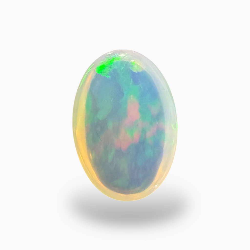 Natural White Ethiopian Opal Stone 20.6 Carats Oval Cabochon Shape 25.5X18mm