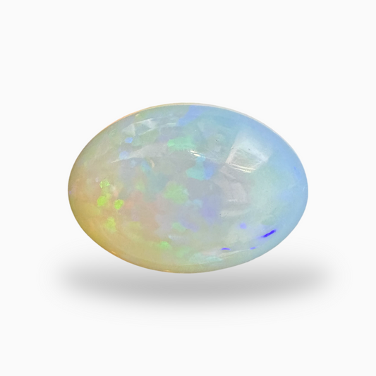 Natural White Ethiopian Opal Stone 21.7 Carats Oval Cabochon Shape 25.5X18.5mm