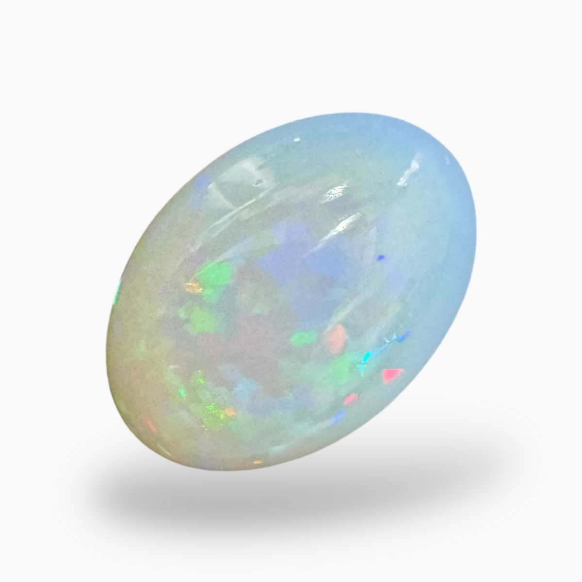 Natural White Ethiopian Opal Stone 21.7 Carats Oval Cabochon Shape 25.5X18.5mm