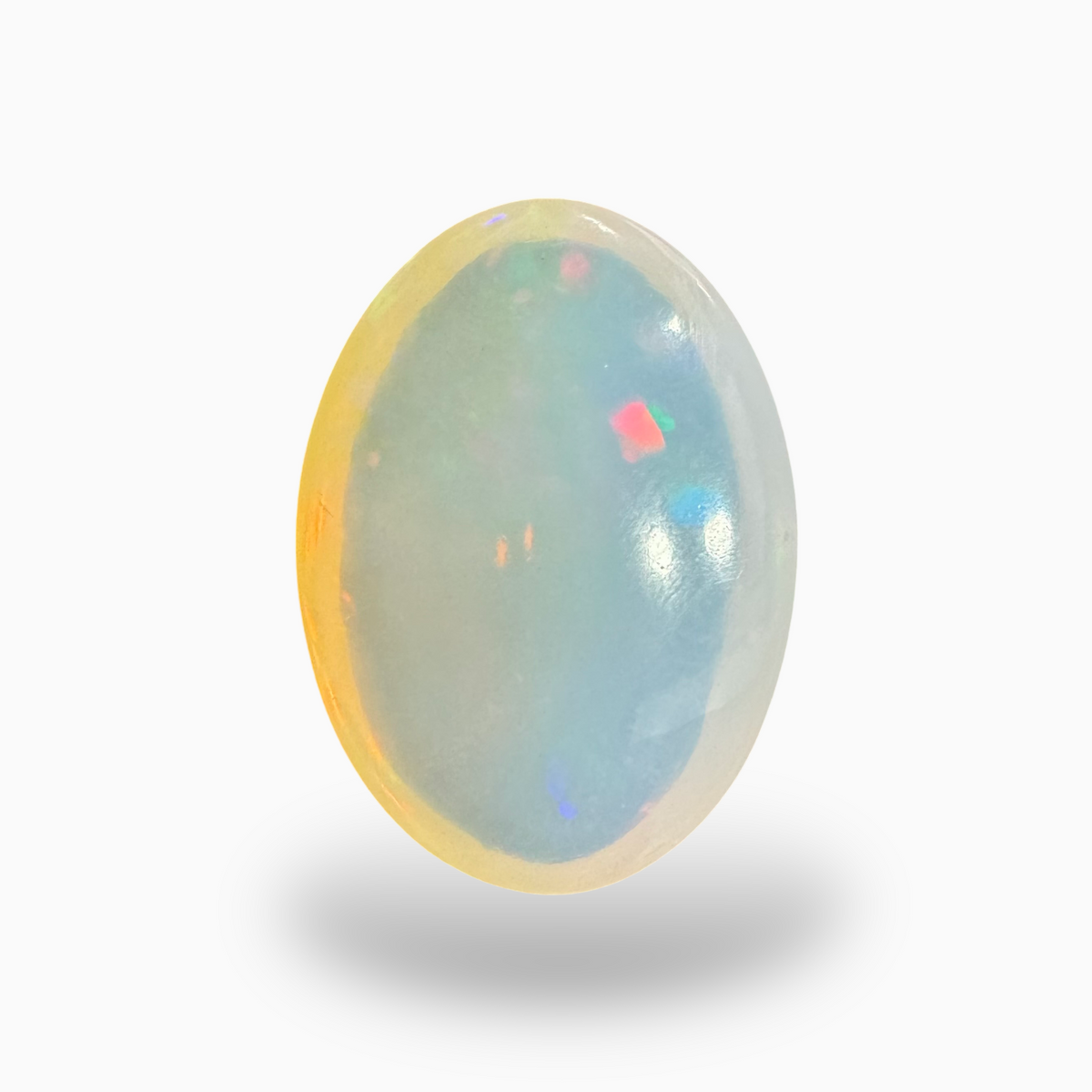 Natural White Ethiopian Opal Stone 21.7 Carats Oval Cabochon Shape 25.5X18.5mm