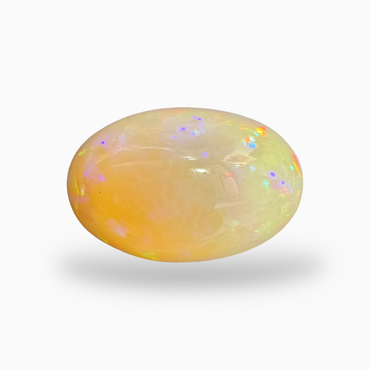 Natural White Ethiopian Opal Stone 24.7 Carats Oval Cabochon Shape 25X17mm