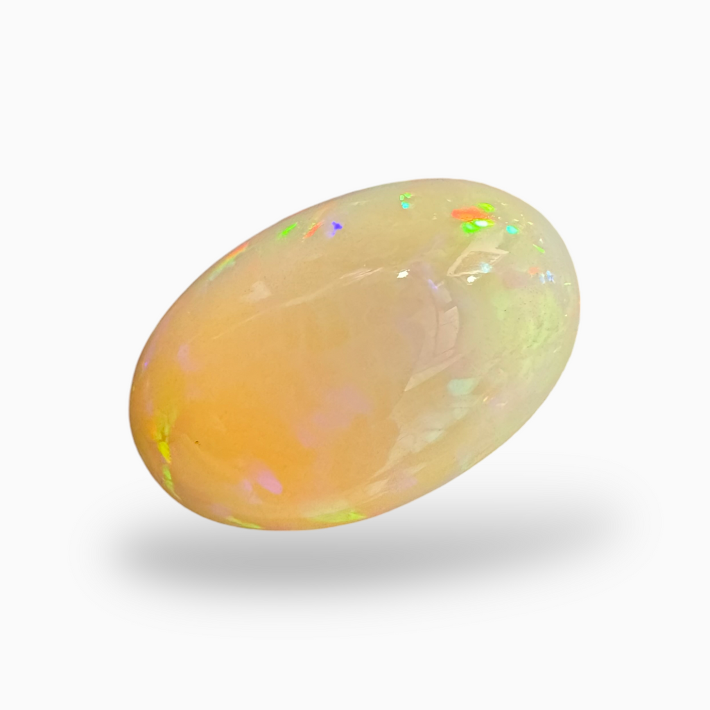 Natural White Ethiopian Opal Stone 24.7 Carats Oval Cabochon Shape 25X17mm