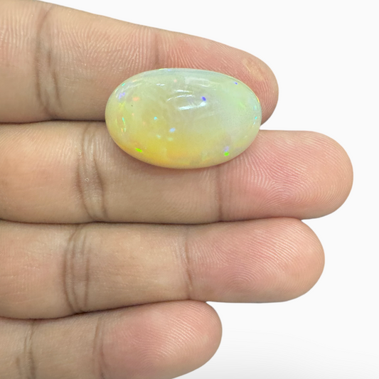 Natural White Ethiopian Opal Stone 24.7 Carats Oval Cabochon Shape 25X17mm