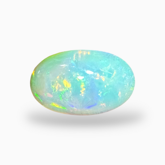 Natural White Ethiopian Opal Stone 3.4 Carats Oval Cabochon Shape 16X10mm