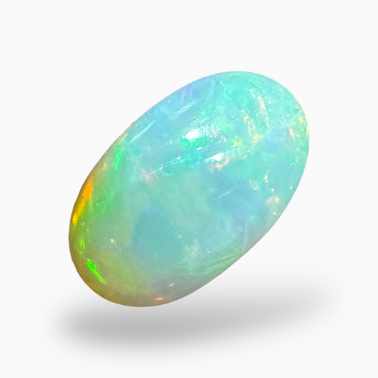 Natural White Ethiopian Opal Stone 3.4 Carats Oval Cabochon Shape 16X10mm