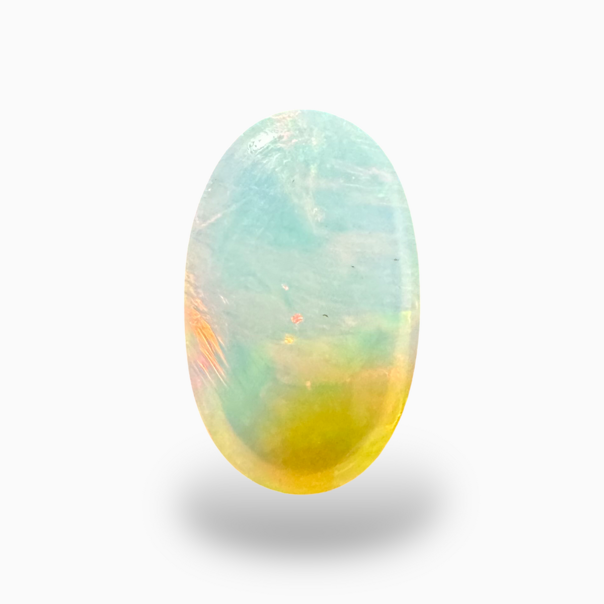 Natural White Ethiopian Opal Stone 3.4 Carats Oval Cabochon Shape 16X10mm