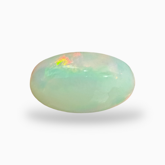 Natural White Ethiopian Opal Stone 4.91 Carats Oval Cabochon Shape 16X10.5mm