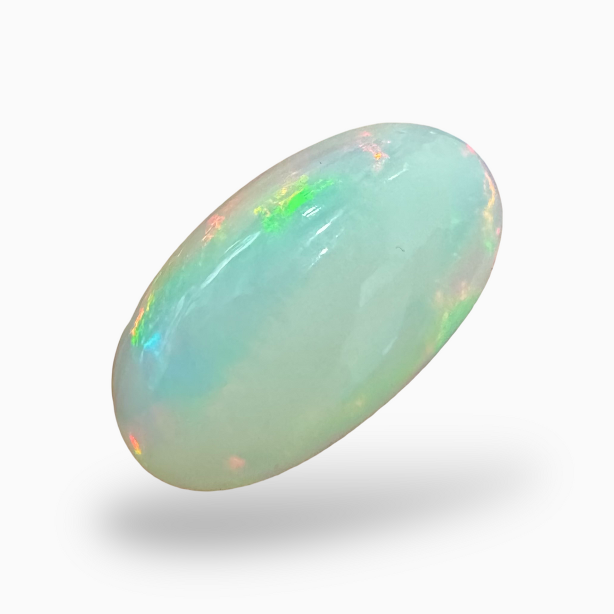 Natural White Ethiopian Opal Stone 4.91 Carats Oval Cabochon Shape 16X10.5mm