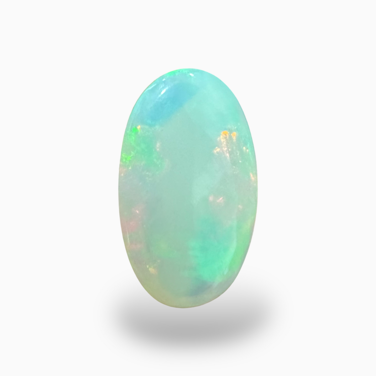Natural White Ethiopian Opal Stone 4.91 Carats Oval Cabochon Shape 16X10.5mm