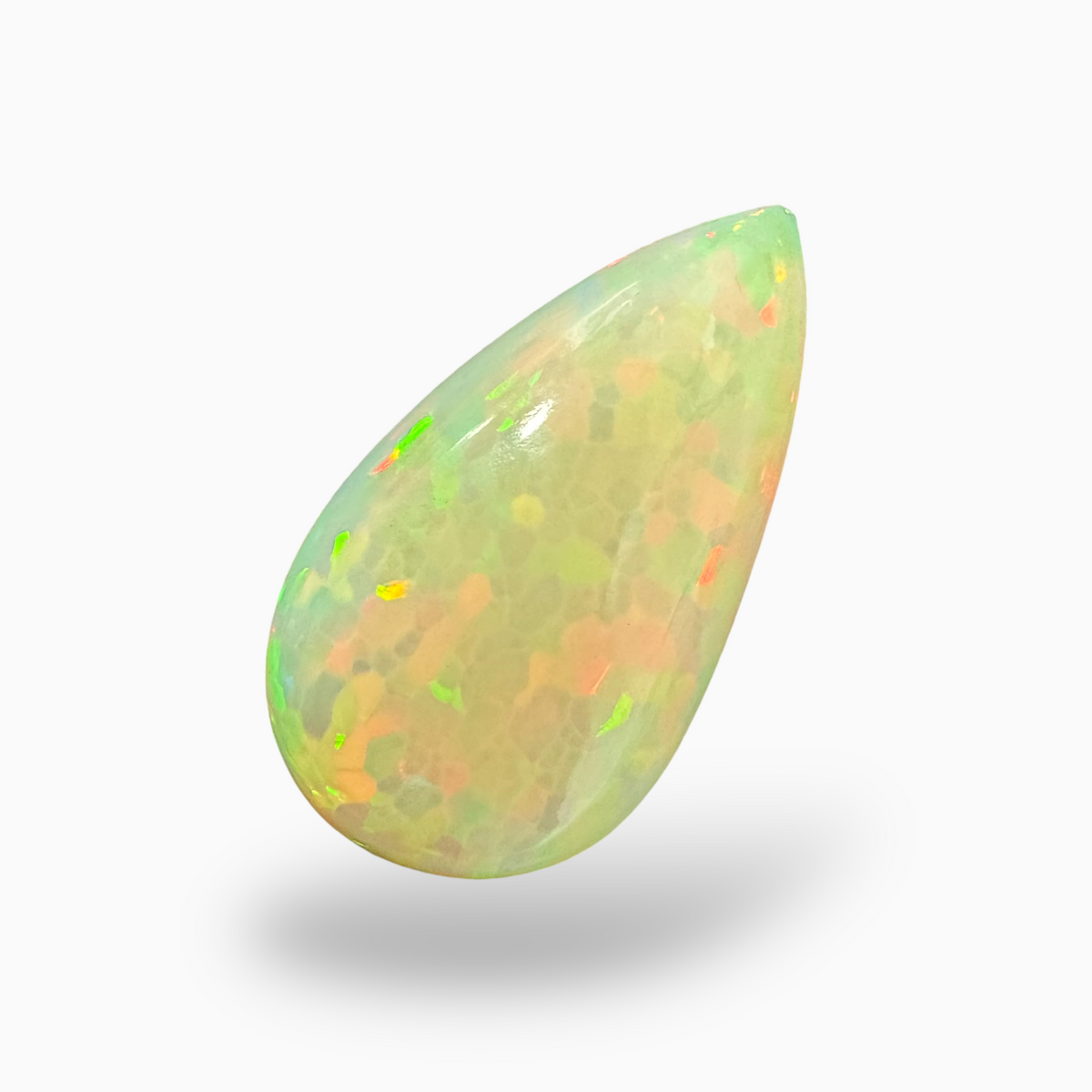 Natural White Ethiopian Opal Stone 21.35 Carats Pear Cabochon Shape 32X19mm
