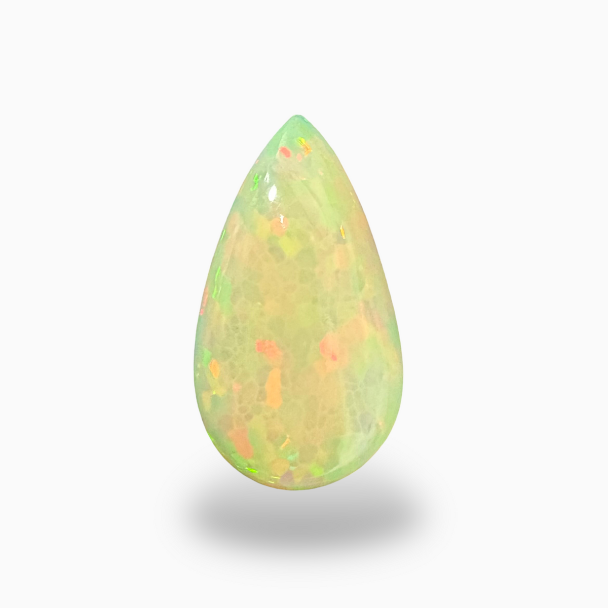 Natural White Ethiopian Opal Stone 21.35 Carats Pear Cabochon Shape 32X19mm