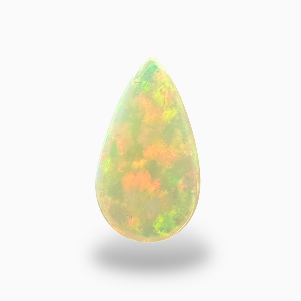 Natural White Ethiopian Opal Stone 21.35 Carats Pear Cabochon Shape 32X19mm