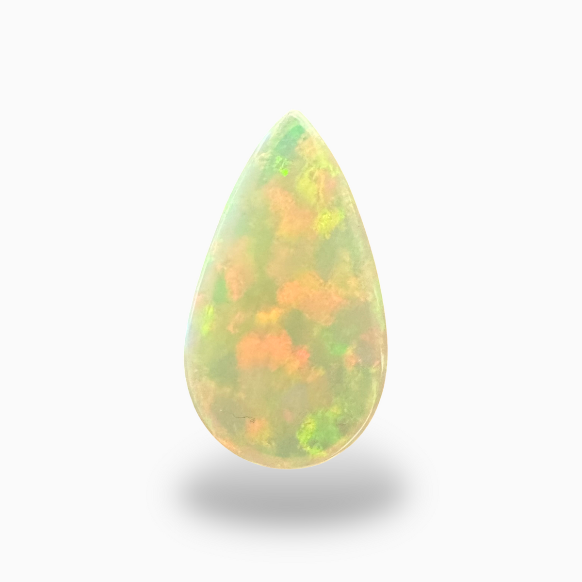 Natural White Ethiopian Opal Stone 21.35 Carats Pear Cabochon Shape 32X19mm