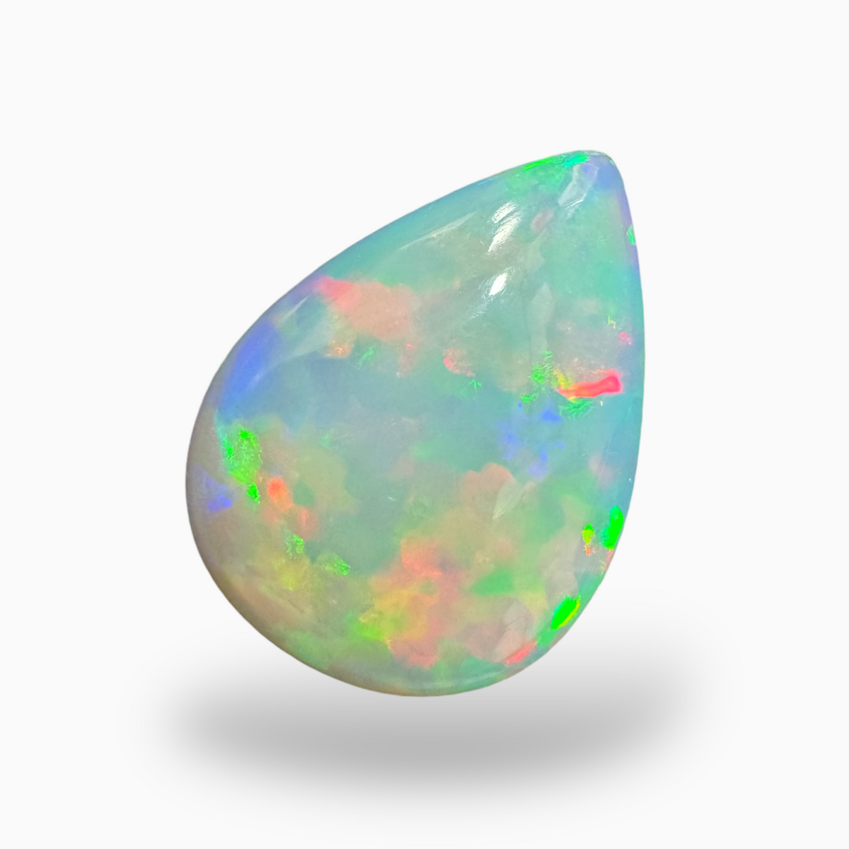 Natural White Ethiopian Opal Stone 12.7 Carats Pear Cabochon Shape Size 27.5X20.5mm