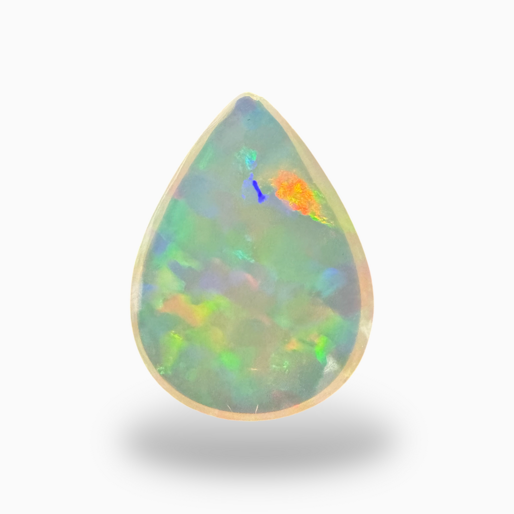 Natural White Ethiopian Opal Stone 12.7 Carats Pear Cabochon Shape Size 27.5X20.5mm