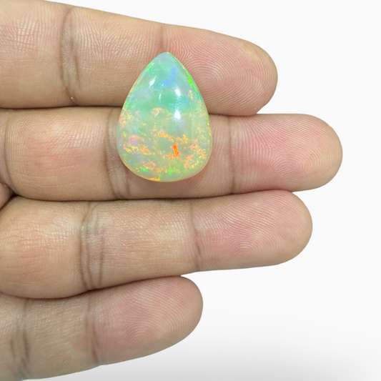 Natural Gold Ethiopian Opal Stone 13.74 Carats Pear Cabochon Shape 24X18mm