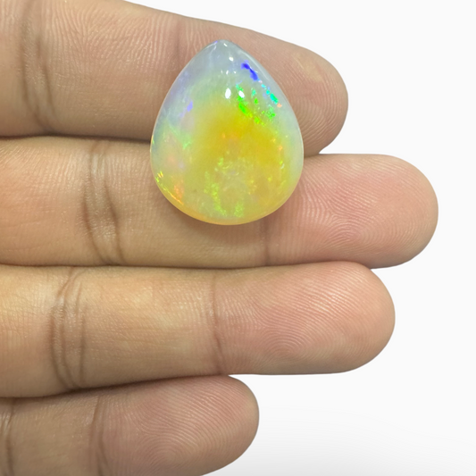 Natural White Ethiopian Opal Stone 17.8 Carats Pear Cabochon Shape 21X18mm