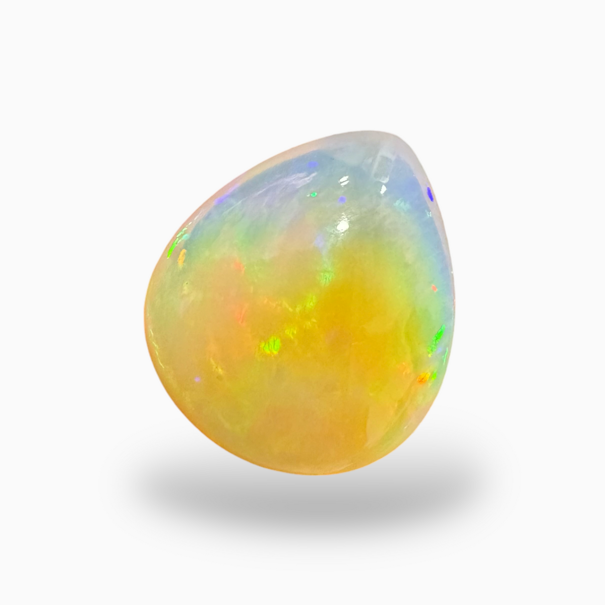 Natural White Ethiopian Opal Stone 17.8 Carats Pear Cabochon Shape 21X18mm