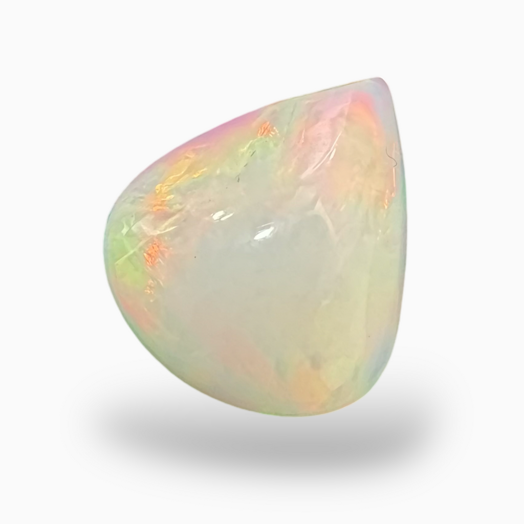 Natural White Color Ethiopian Opal Stone 3.92 Carats Pear Cabochon Shape 15.5X14mm