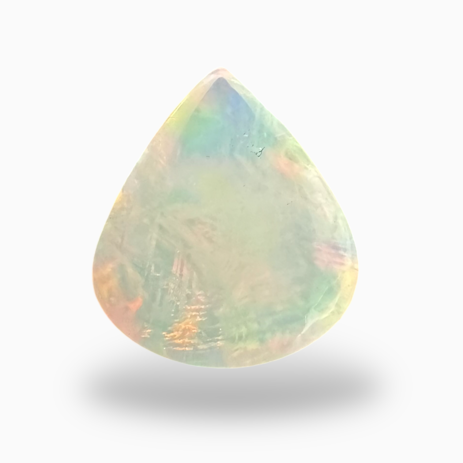 Natural White Color Ethiopian Opal Stone Carats Pear Cabochon