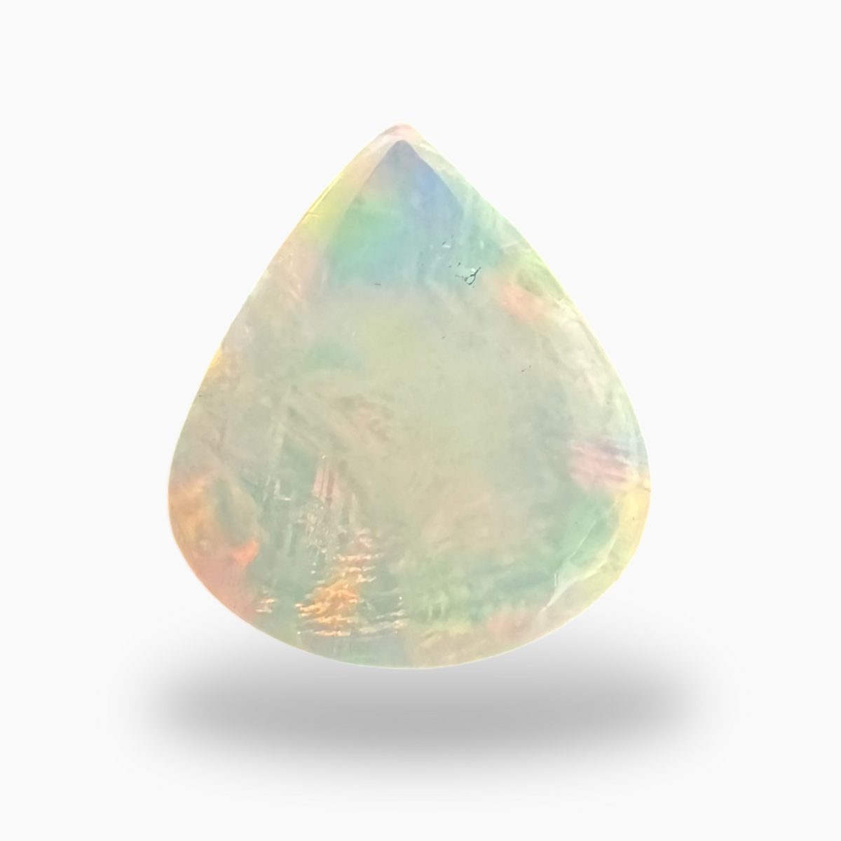 Natural White Color Ethiopian Opal Stone 3.92 Carats Pear Cabochon Shape 15.5X14mm