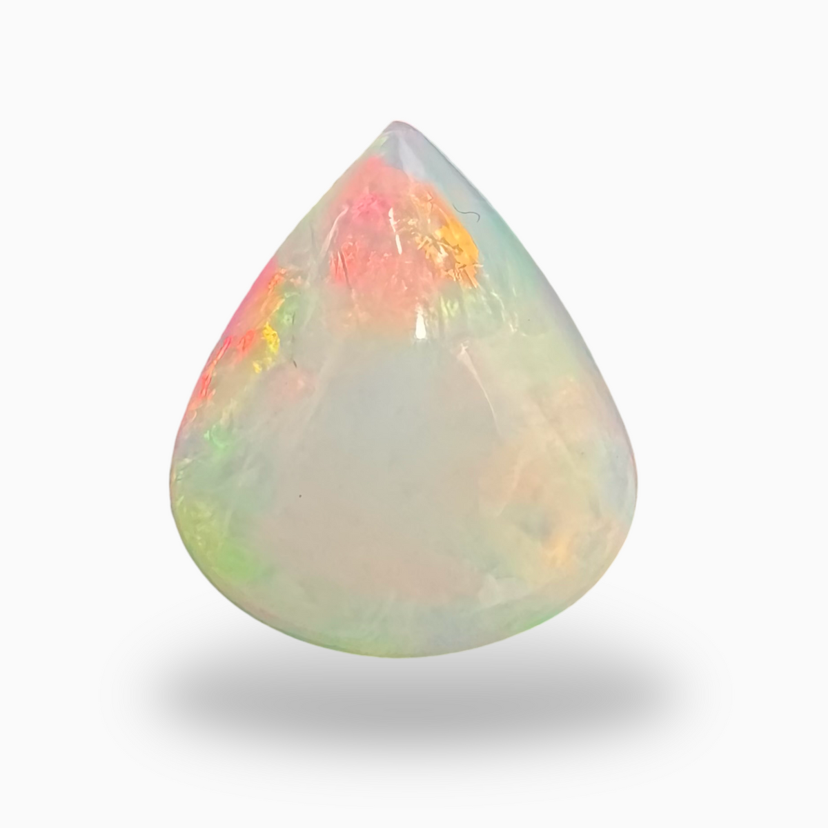 Natural White Color Ethiopian Opal Stone 3.92 Carats Pear Cabochon Shape 15.5X14mm