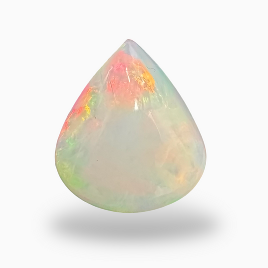 Natural White Color Ethiopian Opal Stone 3.92 Carats Pear Cabochon Shape 15.5X14mm