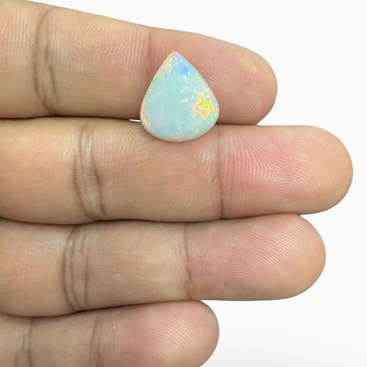 Natural White Color Ethiopian Opal Stone 3.92 Carats Pear Cabochon Shape 15.5X14mm