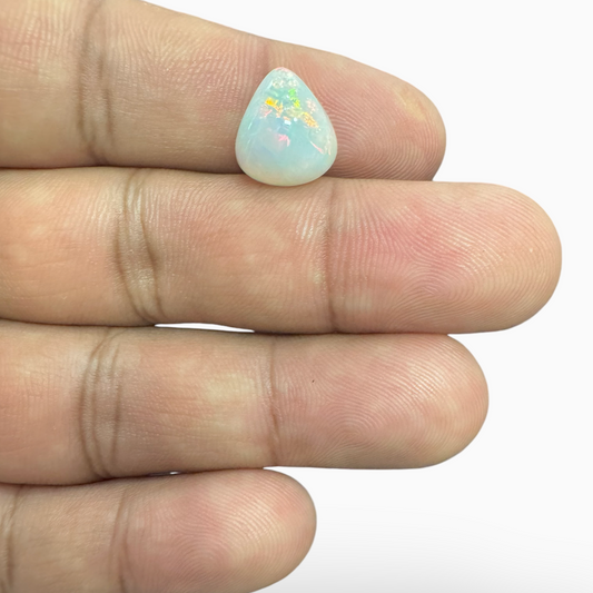 Natural White Color Ethiopian Opal Stone 4.00 Carats Pear Cabochon Shape 13X11mm