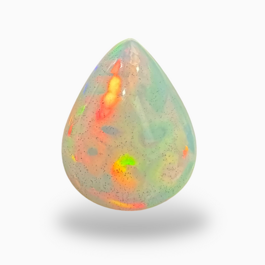 Natural White Color Ethiopian Opal Stone 5.4 Carats Pear Cabochon Shape 16X12mm