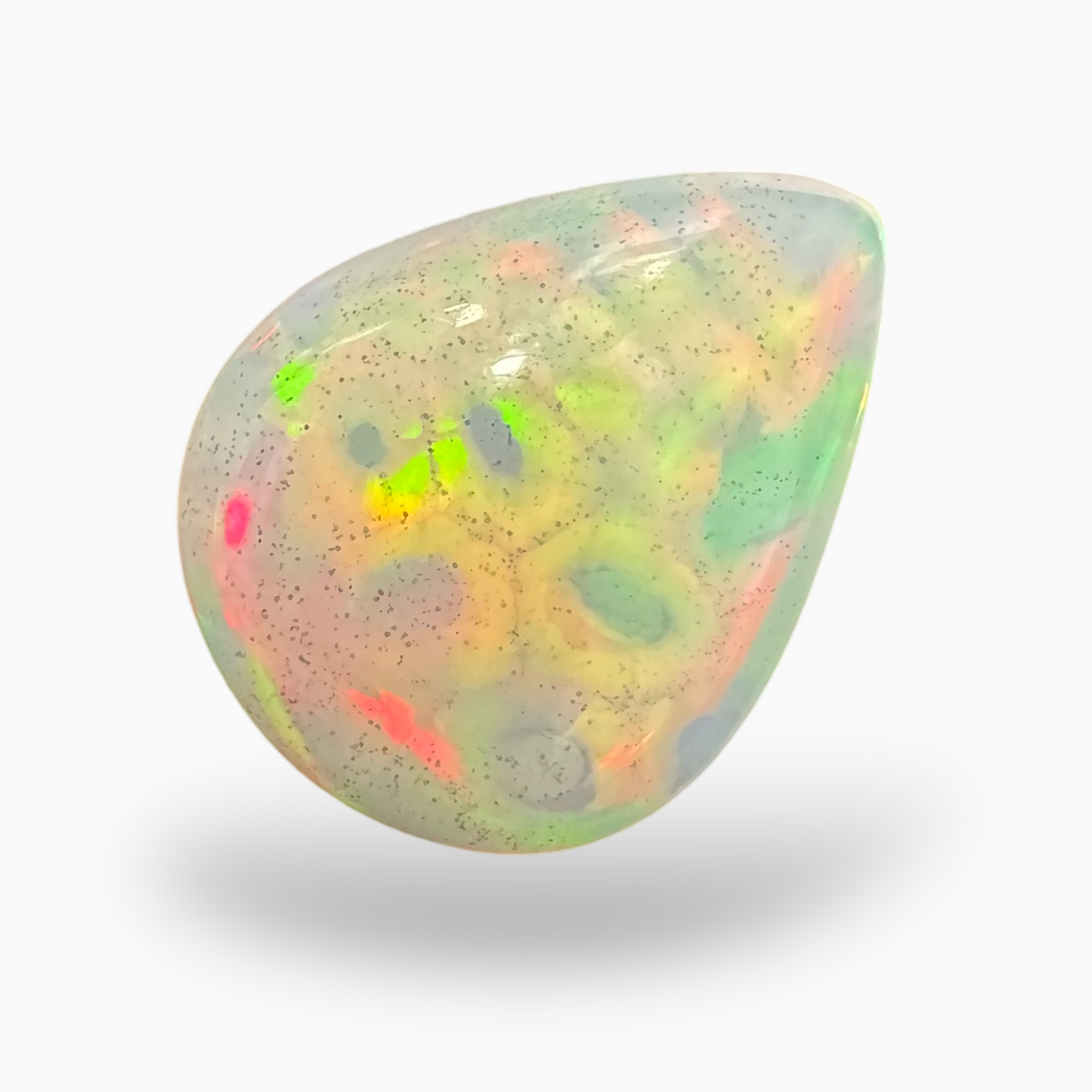 Natural White Color Ethiopian Opal Stone 5.4 Carats Pear Cabochon Shape 16X12mm