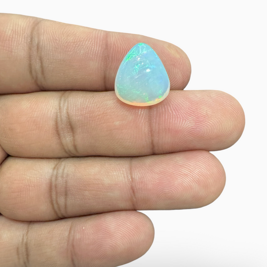 Natural White Color Ethiopian Opal Stone 6.0 Carats Pear Cabochon Shape 15.5X13.5mm