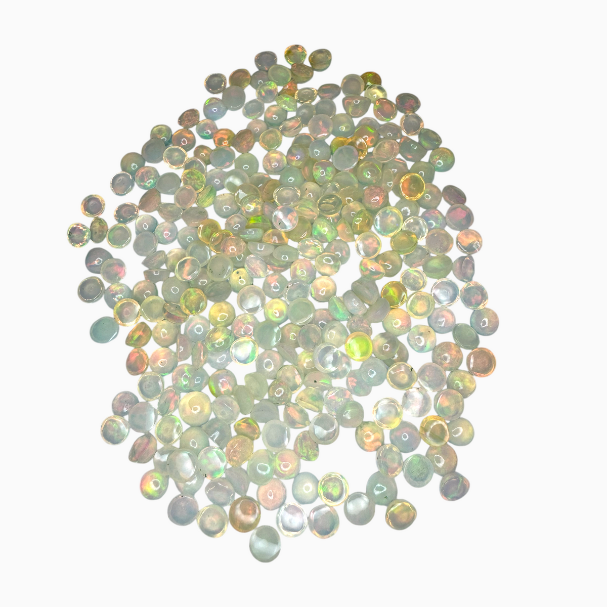 Natural White Color Ethiopian Opal Stone 0.3 Carats Round Cabochon Shape 5mm