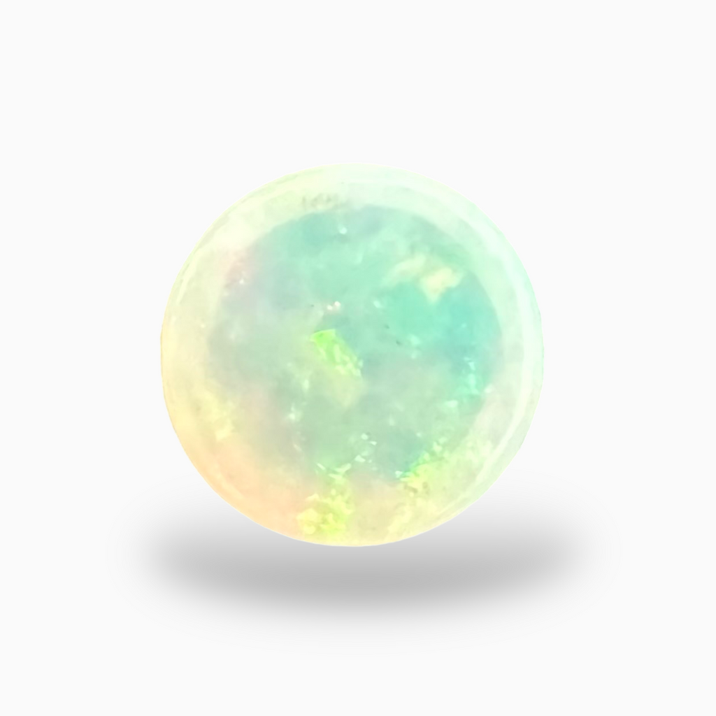Natural White Color Ethiopian Opal Stone 0.3 Carats Round Cabochon Shape 5mm