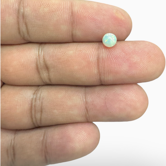 Natural White Color Ethiopian Opal Stone 0.3 Carats Round Cabochon Shape 5mm