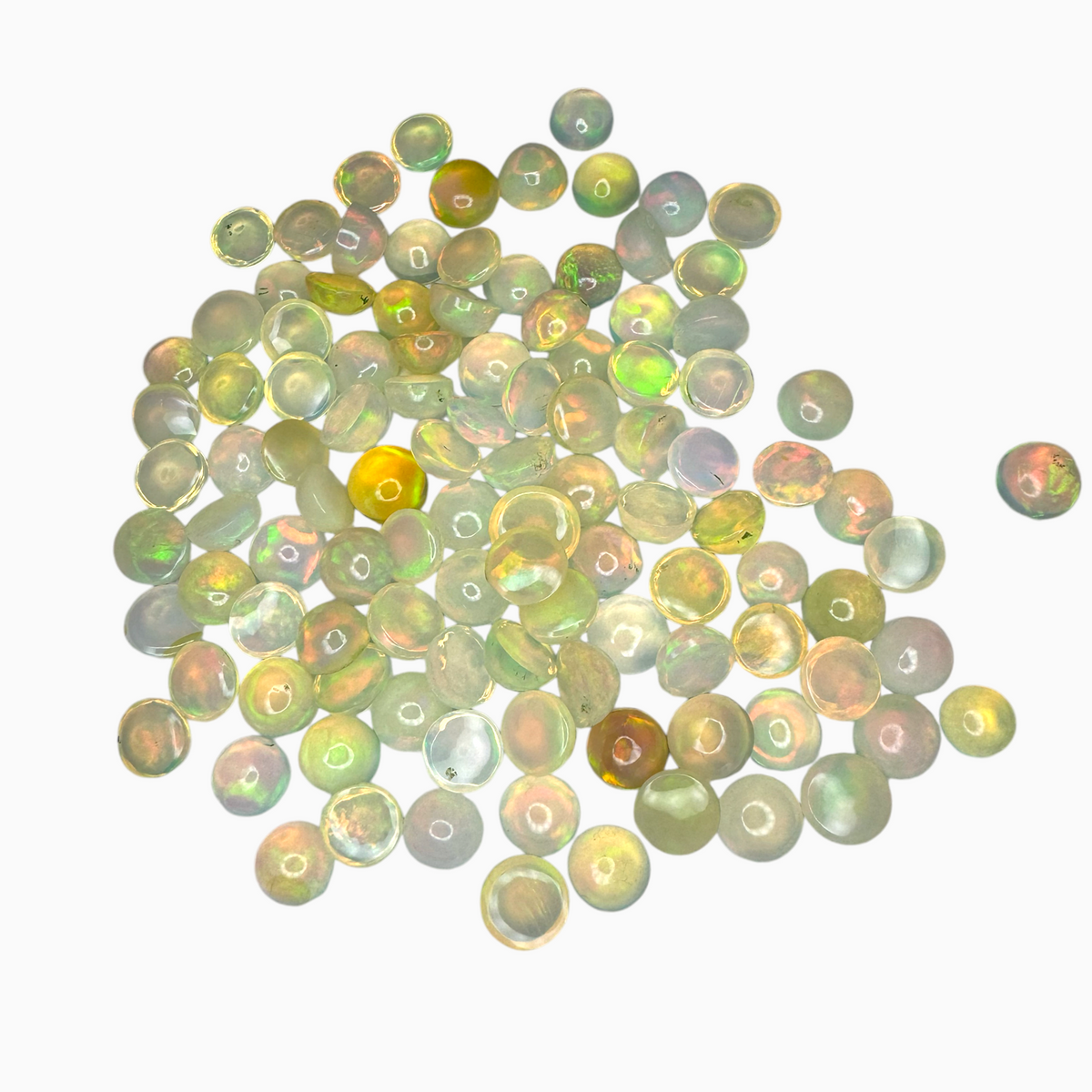 Natural White Color Ethiopian Opal Stone 0.42 Carats Round Cabochon Shape 6mm