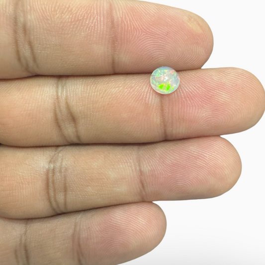 Natural White Color Ethiopian Opal Stone 0.42 Carats Round Cabochon Shape 6mm