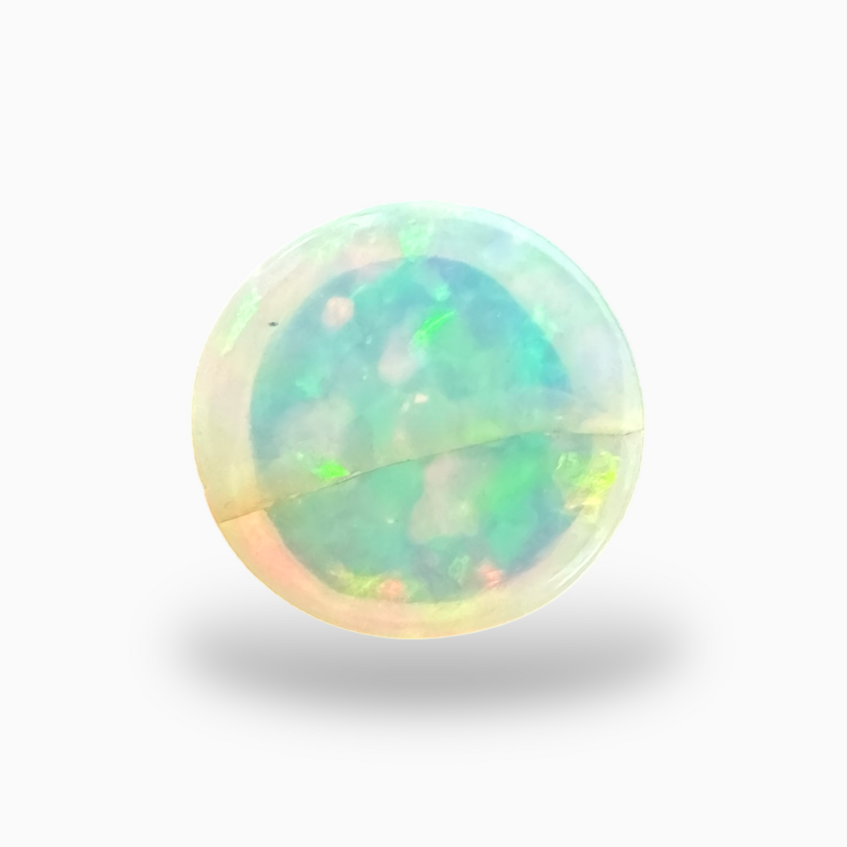 Natural White Color Ethiopian Opal Stone 0.74 Carats Round Cabochon Shape 7mm