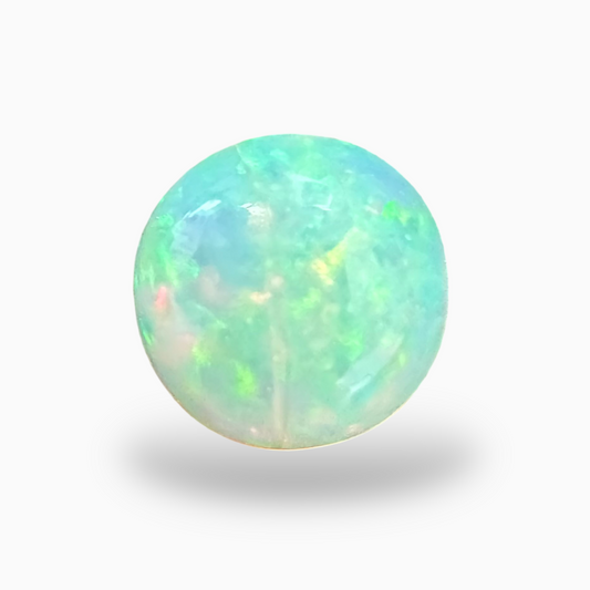 Natural White Color Ethiopian Opal Stone 0.74 Carats Round Cabochon Shape 7mm