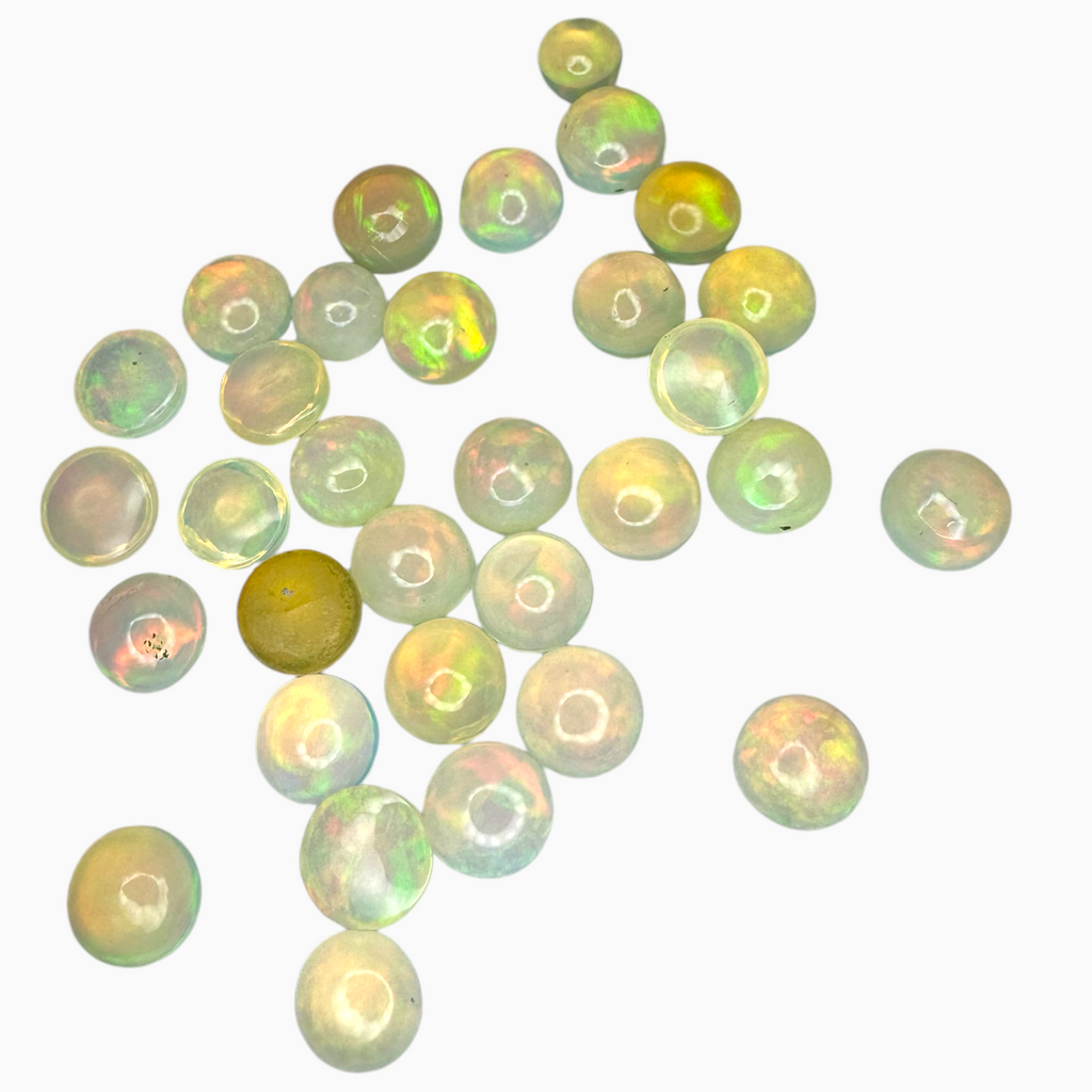 Natural White Color Ethiopian Opal Stone 0.74 Carats Round Cabochon Shape 7mm