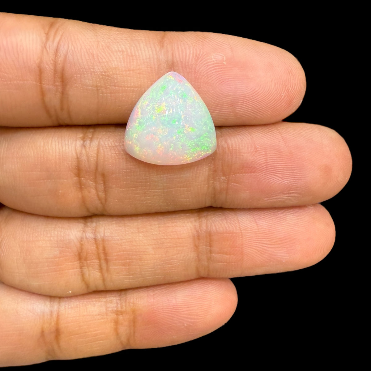White Opal Trilliant Cabochon 8.07 Carats 16.5x16.3 mm