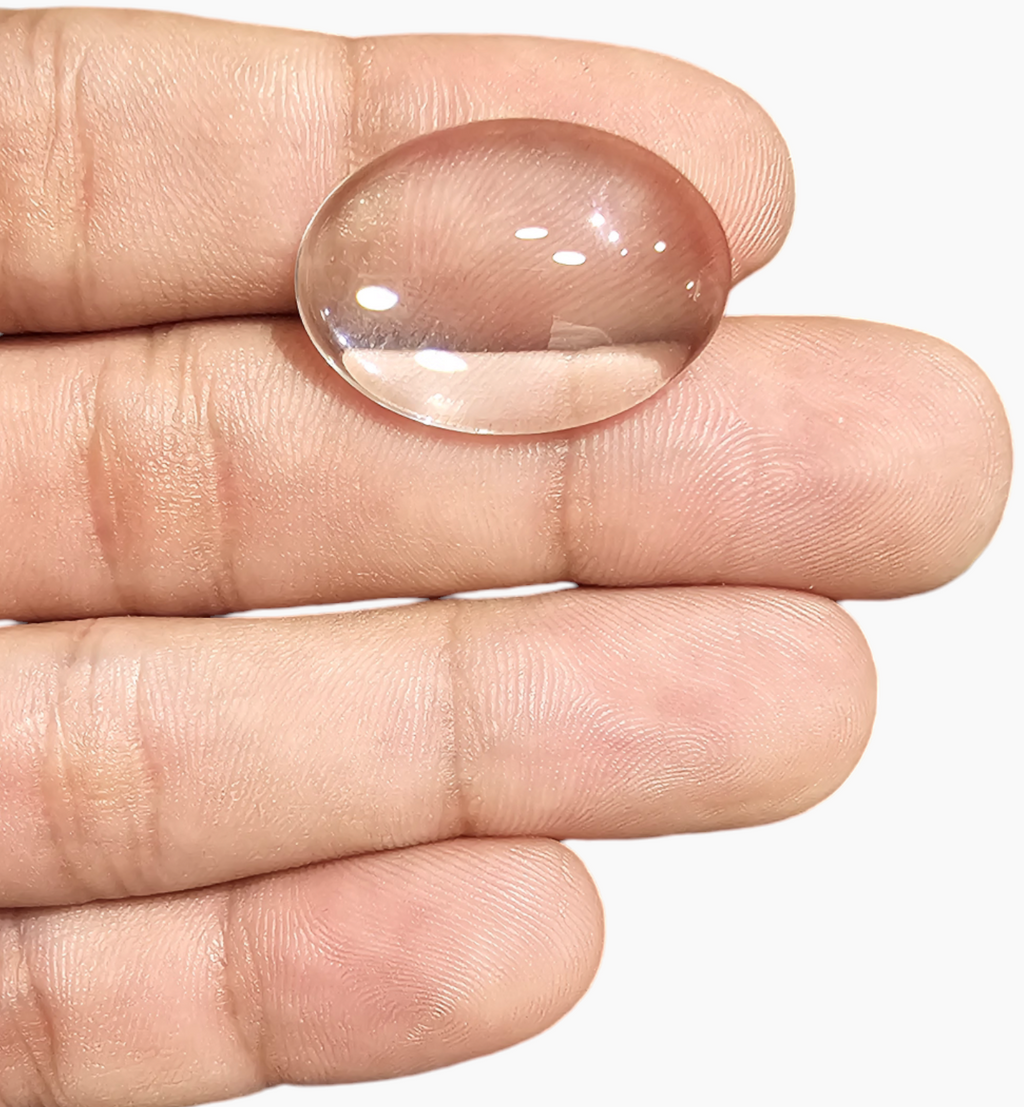 Natural White Topaz Stone 16.49 Carats Oval Cabochon Shape Size 20.5X10.2mm