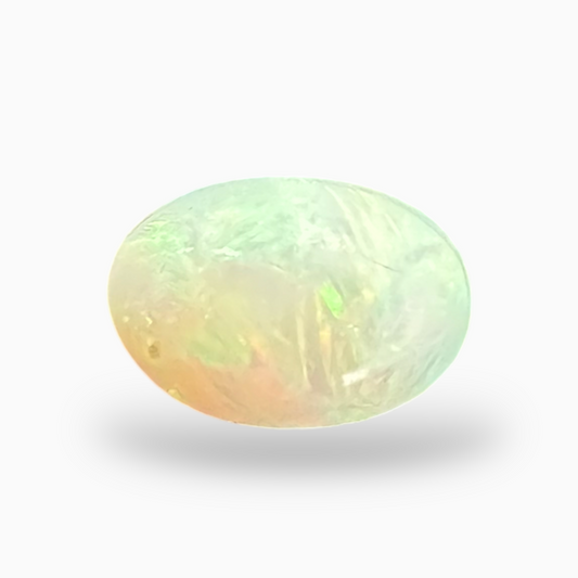 Natural White Color Ethiopian Opal Stone 0.22 Carats Oval Cabochon Shape 5X4mm