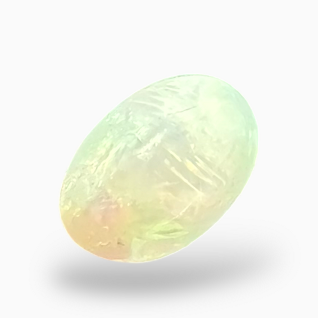 Natural White Color Ethiopian Opal Stone 0.22 Carats Oval Cabochon Shape 5X4mm