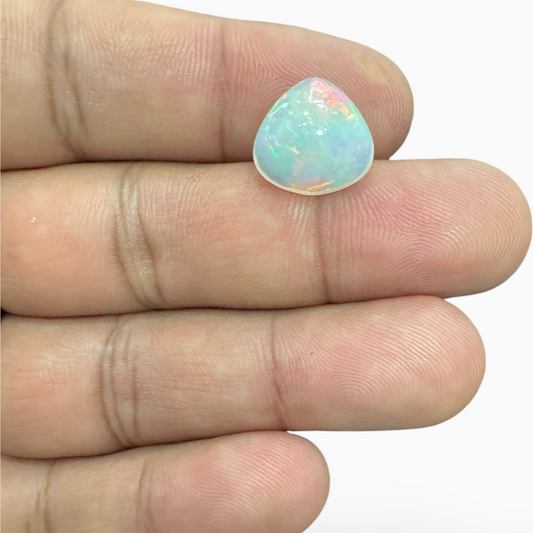 Natural White Color Ethiopian Opal Stone 3.84 Carats Pear Cabochon Shape 13X13mm