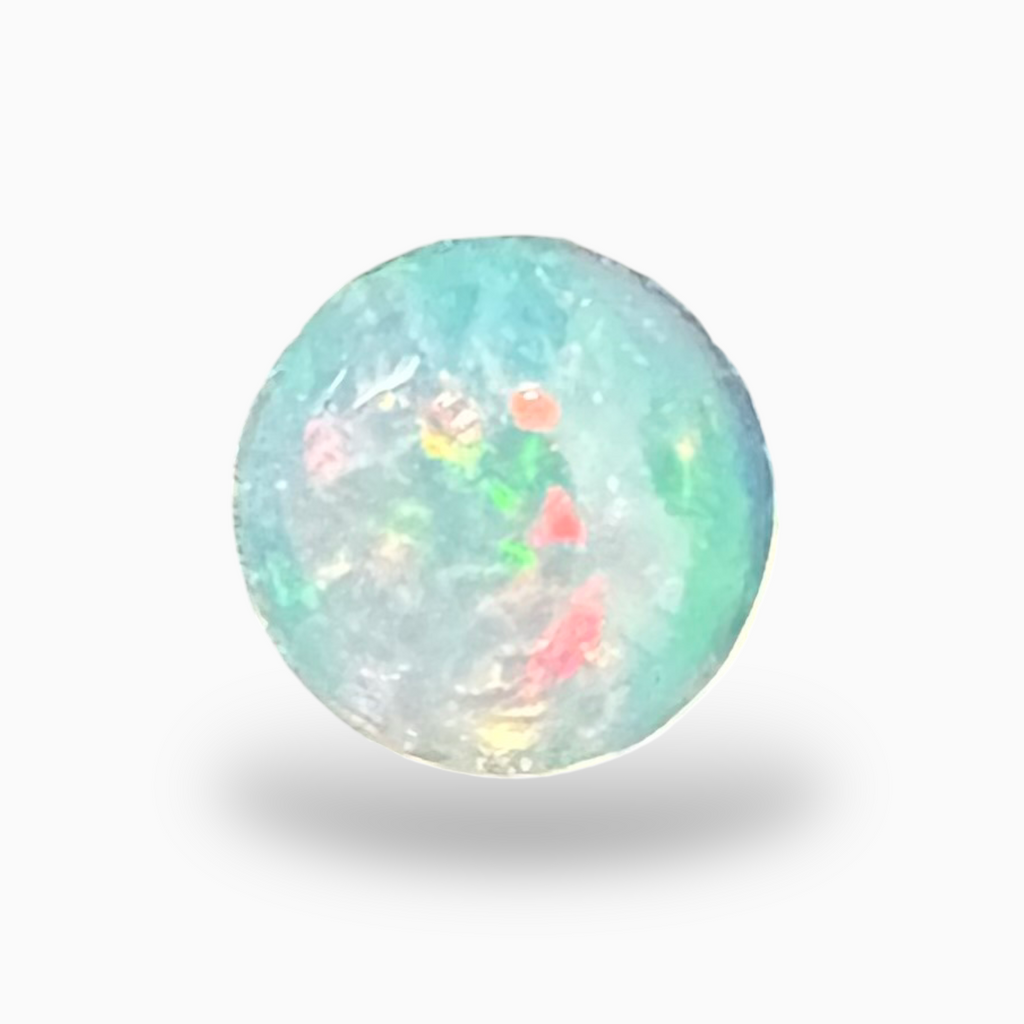 Natural White Color Ethiopian Opal Stone 0.21 Carats Round Cabochon Shape 4mm