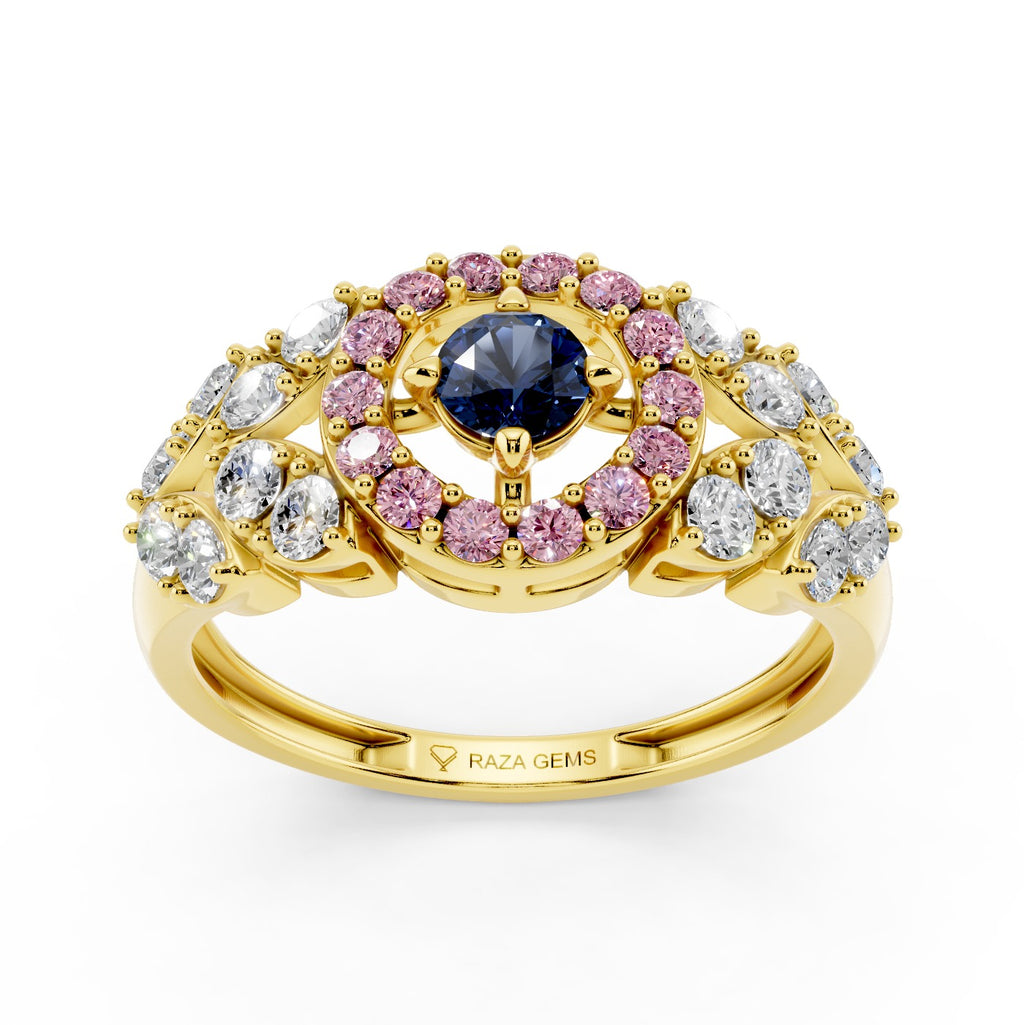 Natural Sapphire and Diamond Ring – 18K Gold (2.8g)