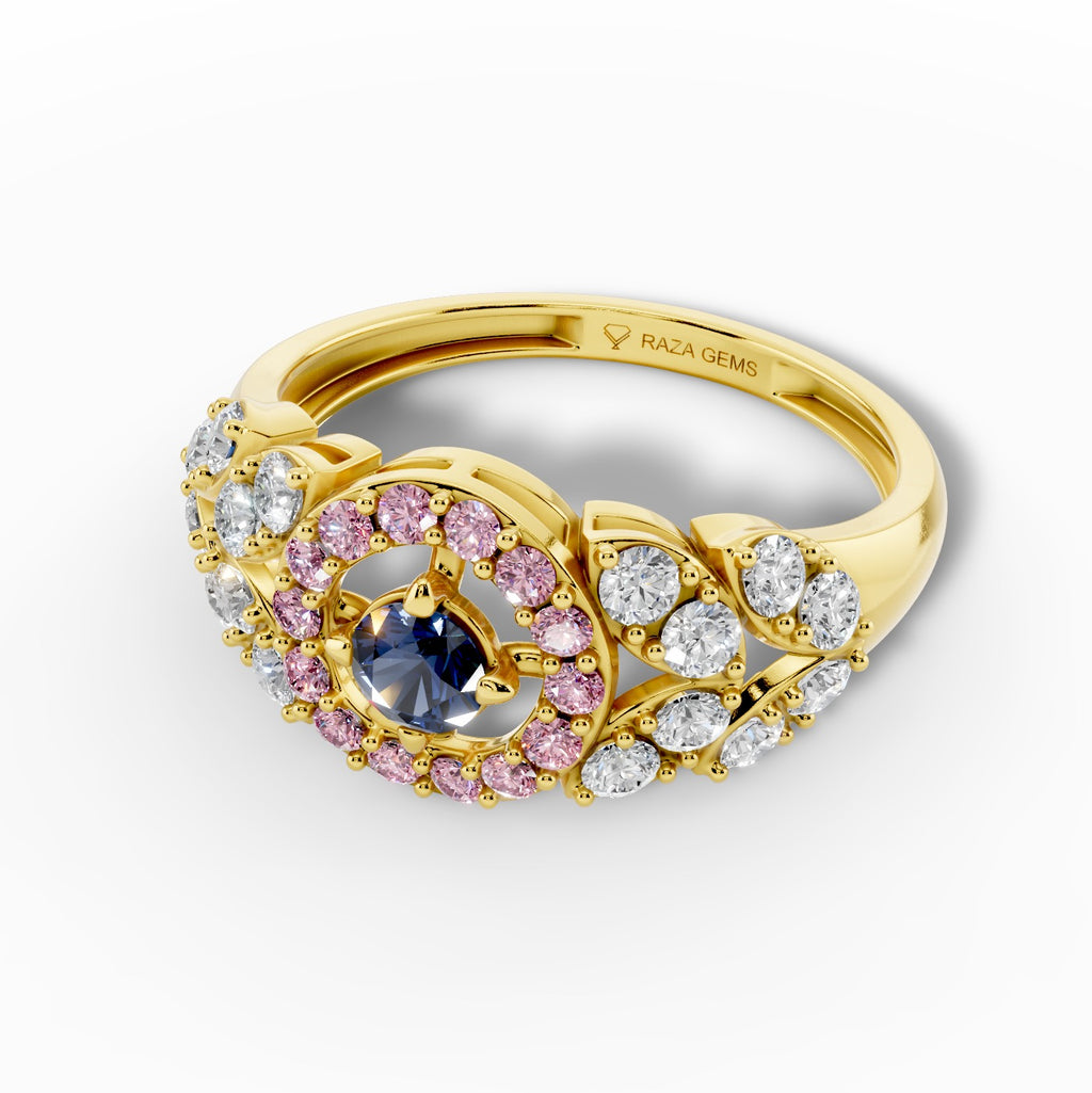 Natural Sapphire and Diamond Ring – 18K Gold (2.8g)